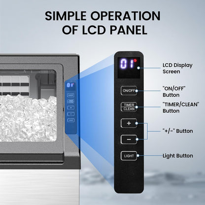 80Lbs/24H Undercounter ice Machine with 28Lbs Ice Storage Capacity