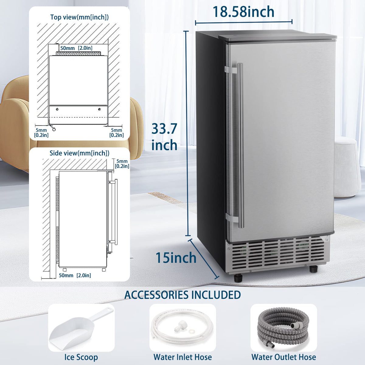 Commercial Ice Maker, Free Standing and Built In Ice Maker
