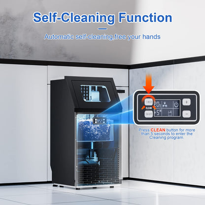 Commercial Ice Maker Machine,100Lbs/Day,45 Cubes/Batch in 11 - 20 Mins,Stainless Steel Freestanding