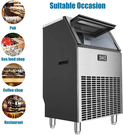 Commercial Ice Makers Machine Stainless Steel Makes 265 Lbs of Ice