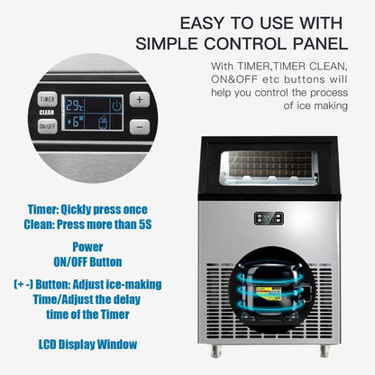 Commercial Ice Makers Machine Stainless Steel Makes 265 Lbs of Ice