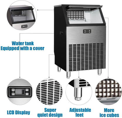 Commercial Ice Makers Machine Stainless Steel Makes 265 Lbs of Ice
