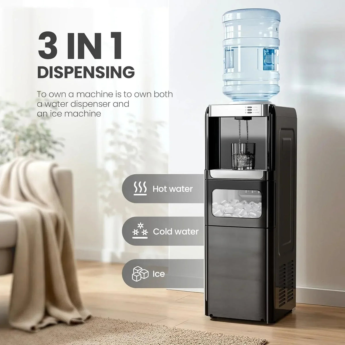 Water Cooler Dispenser with Ice Maker
