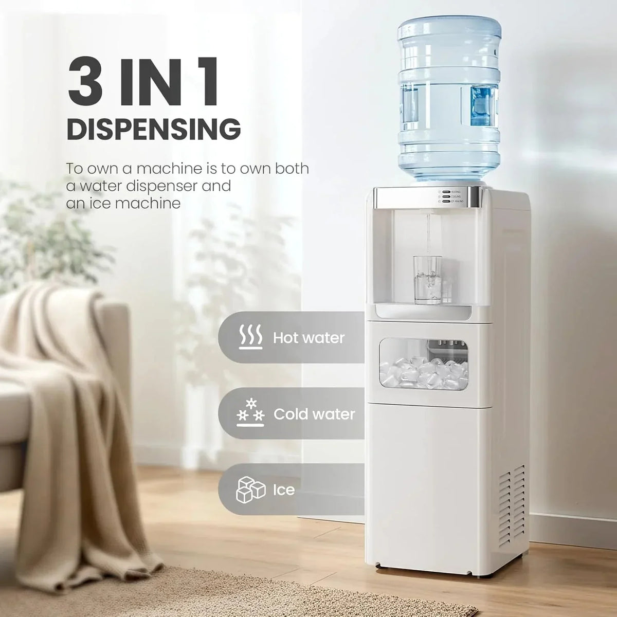 Water Cooler Dispenser with Ice Maker